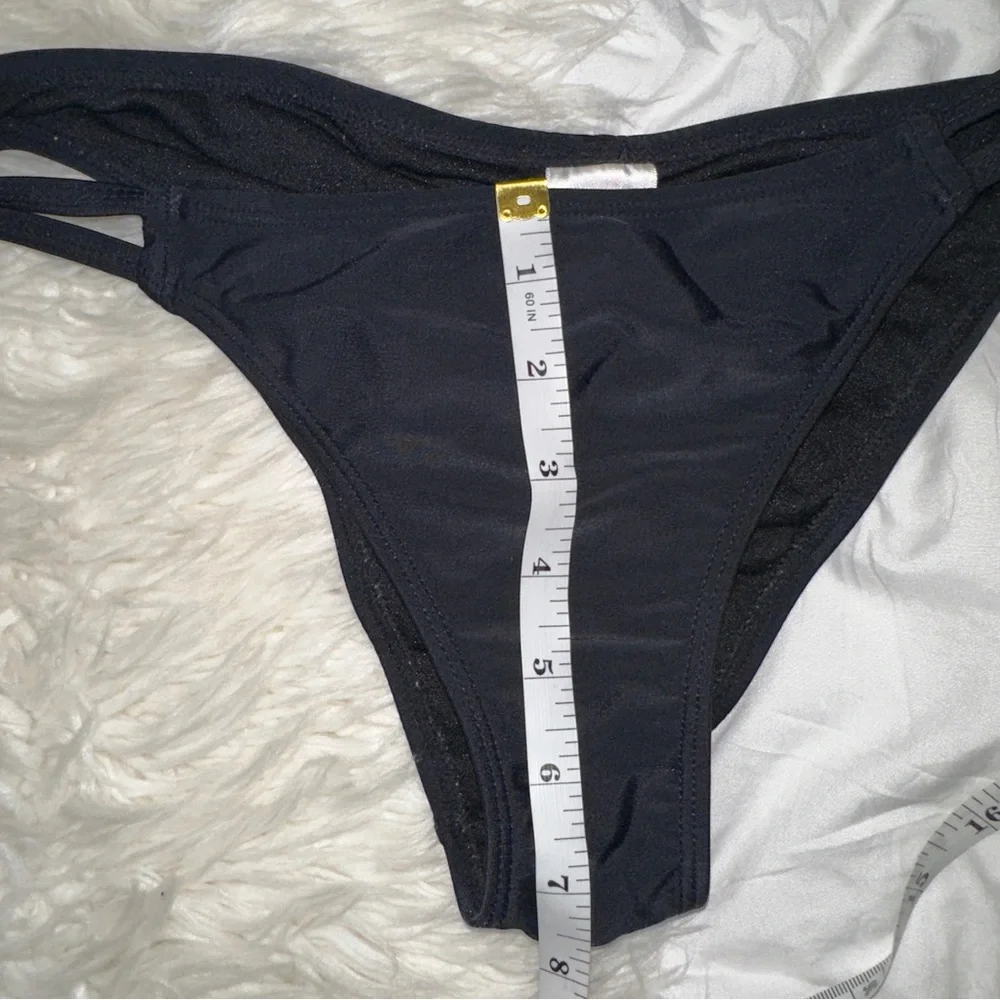 Xhilaration | Strappy Cutout Bikini Bottoms Ruched Back Black Low Mid Rise M